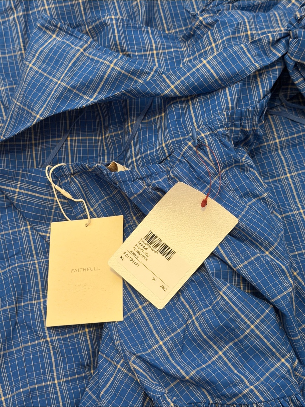Faithfull the Brand Blue Plaid Halterneck Midi Skirt - Picture 5 of 6